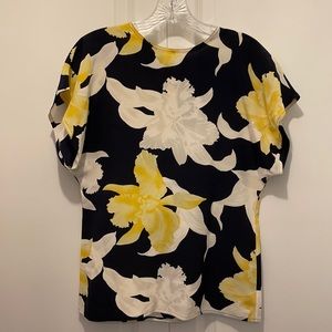Max Mara Silk Top in Daffodil Floral Print, 100% Silk